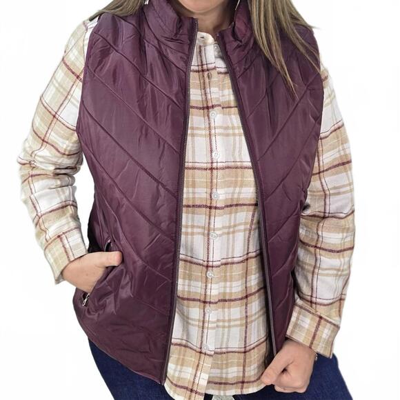 KEREN HART Jackets & Blazers - NEW KEREN HART zipper quilted vest in fig